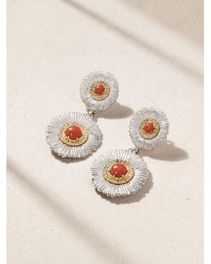 Buccellati Blossoms Sterling And Vermeil, Jasper And Diamond Earrings - Metallic