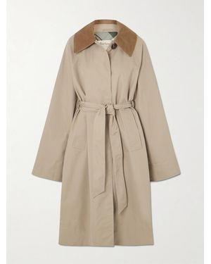 Barbour Reagan Belted Corduroy-Trimmed Cotton-Blend Twill Trench Coat - Natural