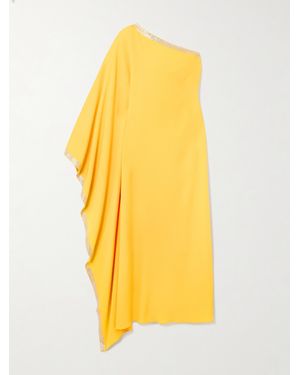 ‎Taller Marmo Betsy One-Shoulder Swarovski Crystal-Embellished Crepe Gown - Yellow