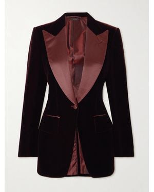 Tom Ford Silk-Satin Trimmed Velvet Blazer - Black