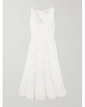 Carolina Herrera Broderie Anglaise Cotton Midi Dress - White