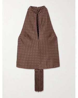 Posse Phoebe Polka-Dot Tencel Lyocell Halterneck Top - Brown