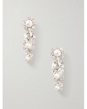 Simone Rocha Daisy Cluster Silberfarbene Ohrringe Mit Kristallen Und Kunstperlen - Weiß