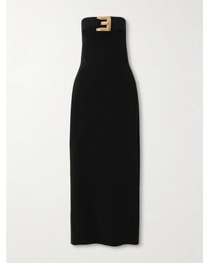 Balmain Buckle-Embellished Jersey Bustier Midi Dress - Black