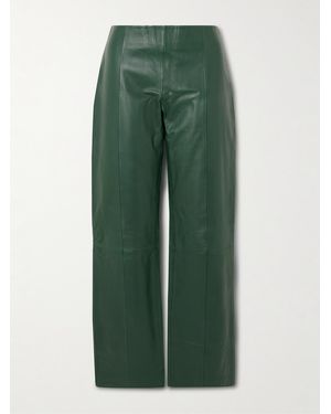 St. Agni Leather Straight-Leg Pants - Green