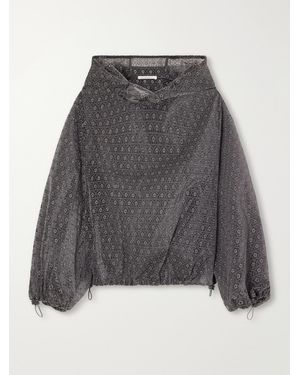 Cecilie Bahnsen Shila Hooded Drawstring Cotton-Blend Floral-Lace Jacket - Grey