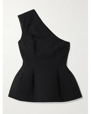 ROKSANDA Vala One-Shoulder Cutout Crepe Top - Black