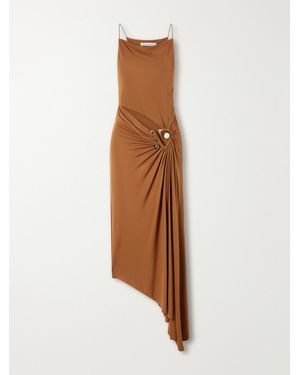Christopher Esber Veer Crystal-Embellished Draped Jersey Midi Dress - Brown