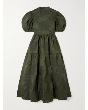 Cecilie Bahnsen Robe Midi En Taffetas Matelassé Kelly - Vert