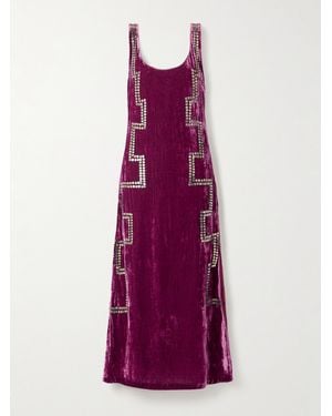 Alix Of Bohemia Adele Embellished Crushed-Velvet Maxi Dress - Purple