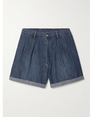 Denimist Blair Pleated Denim Shorts - Blue