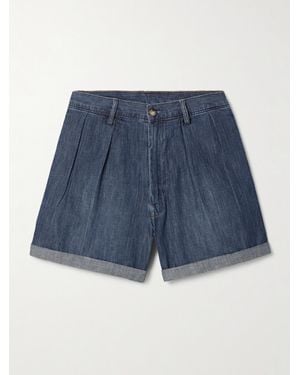 Denimist Blair Pleated Denim Shorts - Blue