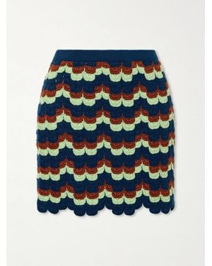 Escvdo Alba Crocheted Cotton Mini Skirt - Blue