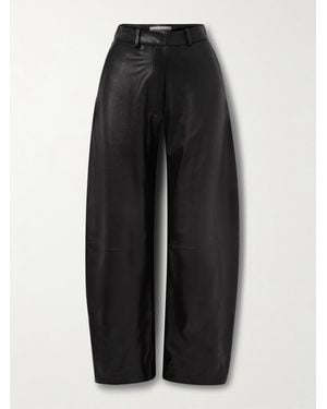 Nour Hammour Pantalon Barrel En Cuir - Noir