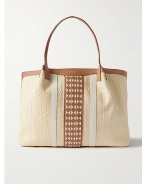 Serapian Secret Tote Aus Raffiabast Mit Lederbesätzen - Natur