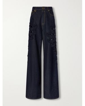 Zimmermann Appliquéd High-Rise Straight-Leg Jeans - Blue