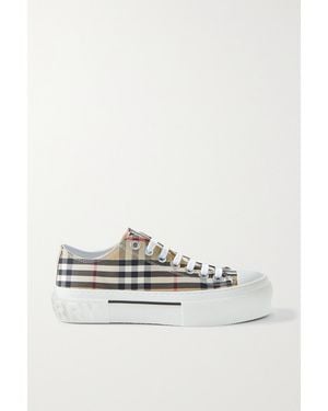 Burberry Checked Canvas Trainers - White