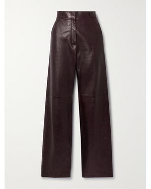 Veronica de Piante Audrey Panelled Leather Wide-Leg Trousers - Purple