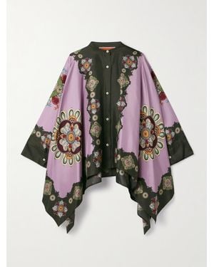 La DoubleJ Icon Foulard Hemd Aus Bedrucktem Seiden-Twill Mit Falten - Lila