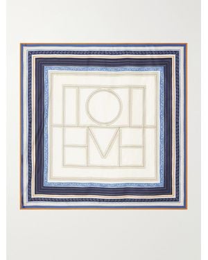 TOTEME Collector Logo-Print Silk-Twill Scarf - Blue