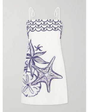 FARM Rio Coast Stars Printed Linen Midi Dress - Natural