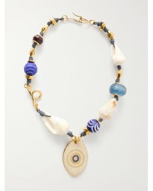 Tohum Design Evil Eye-Plated, Seashell And Ceramic Necklace - White