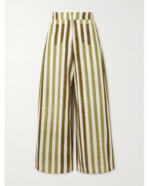 Emporio Sirenuse Adele Striped Cotton Wide-Leg Trousers - White