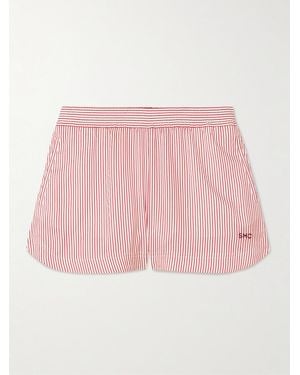 Stella McCartney Embroidered Striped Organic Silk Shorts - Pink