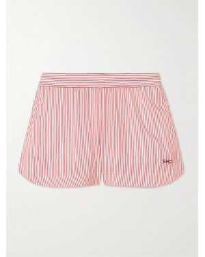 Stella McCartney Shorts Aus Gestreifter Bioseide Mit Stickerei - Pink