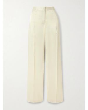 Jil Sander Pleated Satin Straight-Leg Pants - Natural