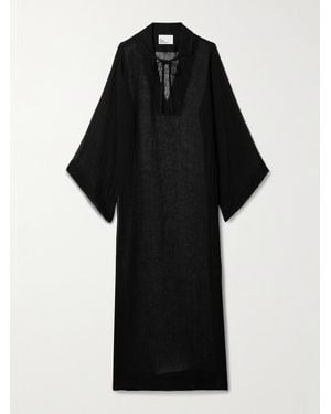 Lisa Marie Fernandez Kaftan Aus Gestreifter Gaze Aus Einer Leinenmischung - Schwarz