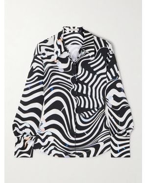 Mary Katrantzou Alcott Zebra-Print Satin Blouse - Black