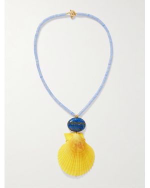 Jennifer Behr Makana-Plated, Chalcedony, Lapis Lazuli And Shell Necklace - White