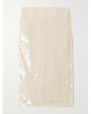 Stella McCartney Sequined Mesh Midi Skirt - Natural