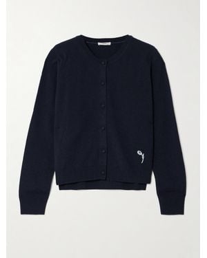 Erdem Embroidered Cashmere And Wool-Blend Cardigan - Blue