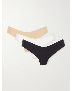 Commando Three-Pack Cotton-Blend Thongs - Natural