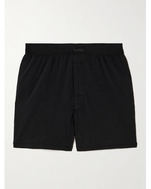 Skims Boyfriend Loose Boxer Stretch-Modal And Cotton-Blend Jersey Shorts - Black