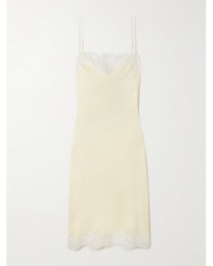 Stella McCartney Iconic Lace-Trimmed Satin Midi Dress - White