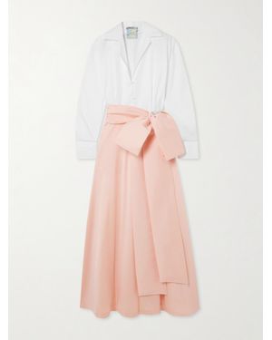 BERNADETTE Clarence Belted Organic Cotton-Blend Poplin And Taffeta Maxi Shirt Dress - Pink