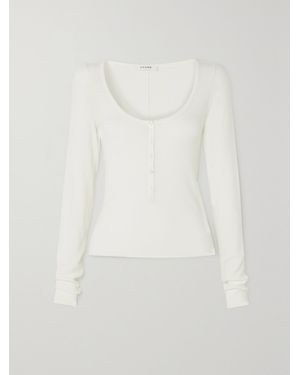 FRAME Ribbed Stretch-Modal Top - White