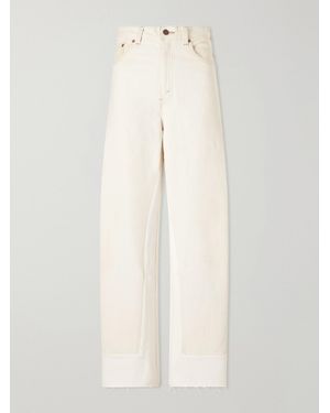 B Sides Reworked Culotte Distressed Wide-Leg Jeans - Natural