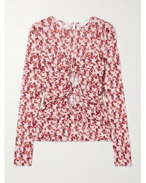 Isabel Marant Gladice Oberteil Aus Stretch-Jersey Mit Blumenprint, Raffungen Und Cut-Outs - Rot