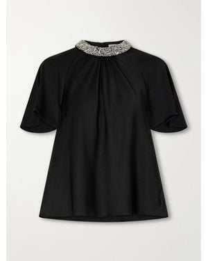 Jonathan Simkhai Loreta Crystal-Embellished Satin Blouse - Black