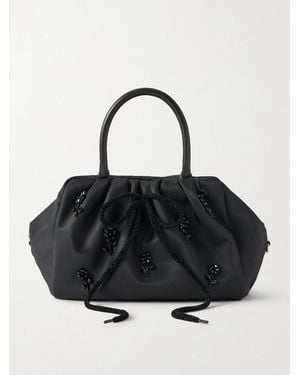 Simone Rocha Leather-Trimmed Embellished Shell Tote - Black