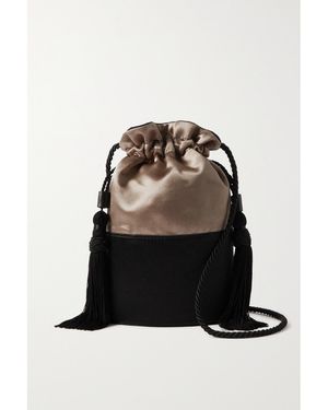 Hunting Season Lola Two-Tone Satin Bucket Bag - Black