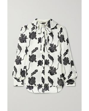 Adam Lippes Floral-Print Silk Crepe De Chine Blouse - White