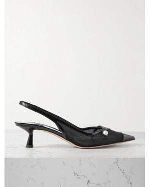 Jimmy Choo Amita 45 Slingback-Pumps Aus Mesh Mit Lederbesätzen Und Perle - Schwarz