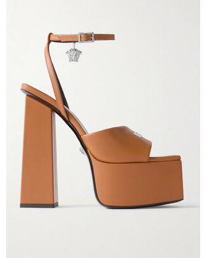 Versace Plateausandalen Aus Leder Mit Verzierungen - Weiß