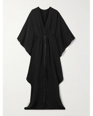 Johanna Ortiz Sombreando Maxikleid Aus Crêpe Mit Kristallen Und Falten - Schwarz