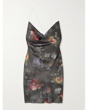Y. Project Minikleid Aus Recyceltem Satin Mit Blumenprint - Grau